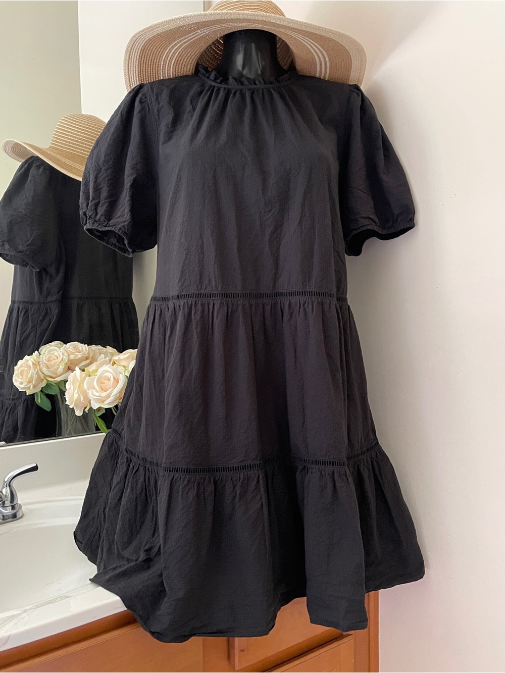 FREE ASSEMBLY Black Women’s Dress XL Knee Length Sun dress